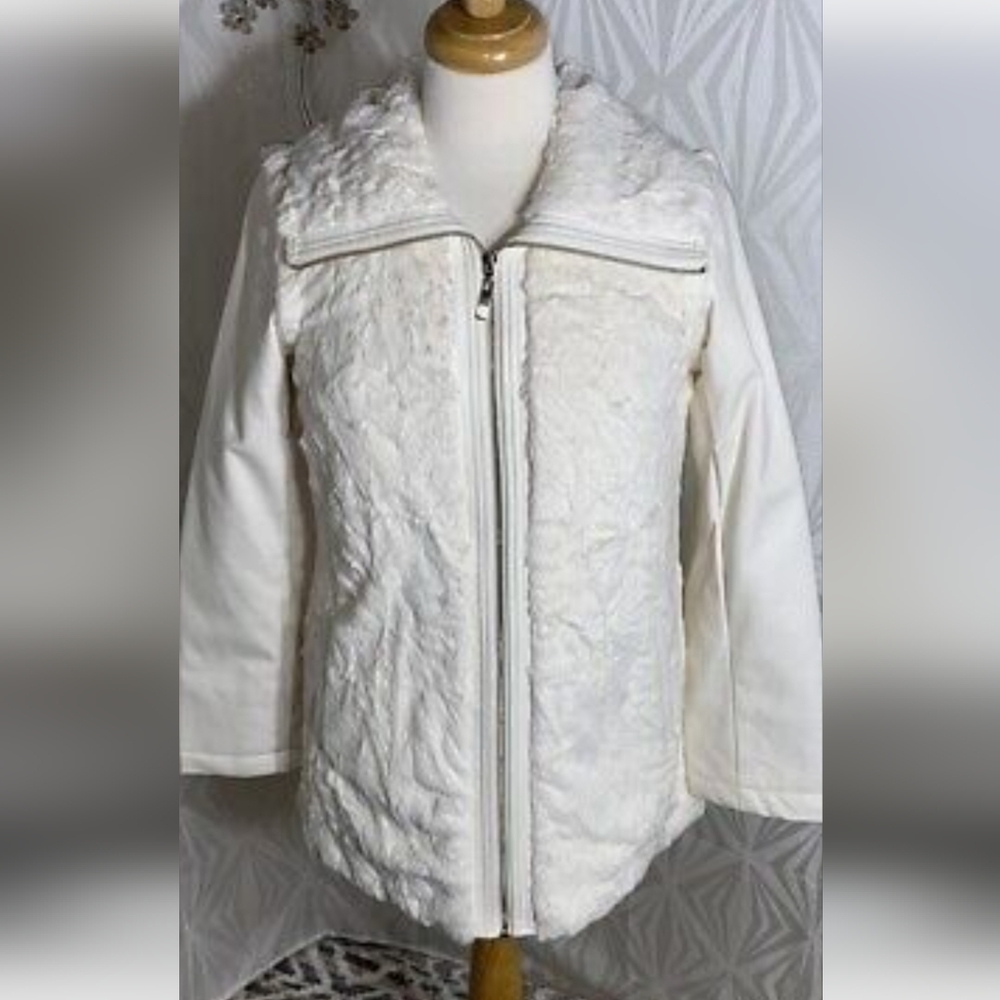 dennis basso White Faux Fur Front Jacket